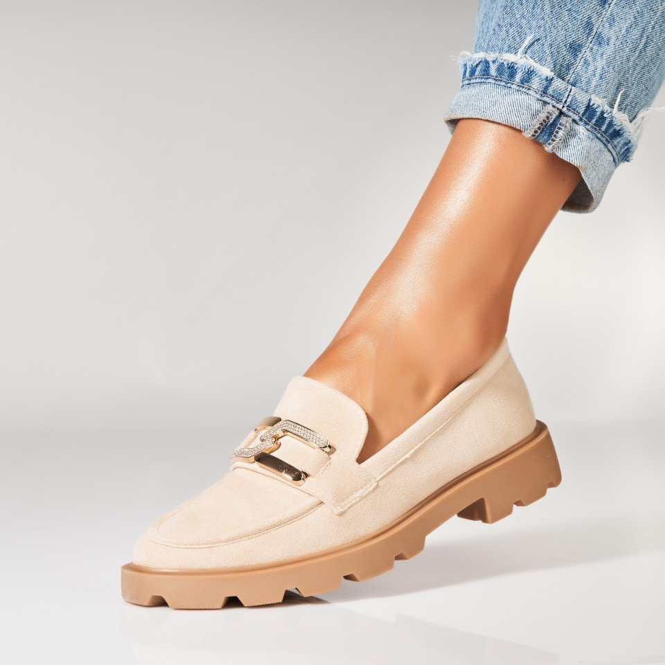 Дамски Ежедневни Обувки Обърната Екологична Кожа Бежов Yumi