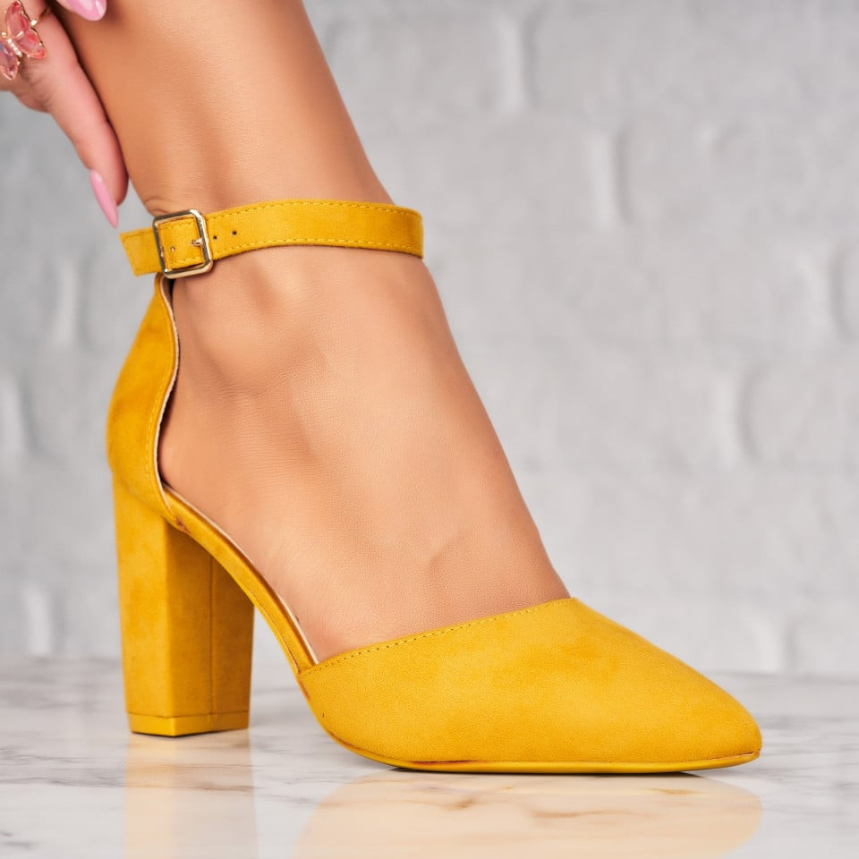Дамски Обувки с Токчета Обърната Екологична Кожа Жълт Japleen A1010