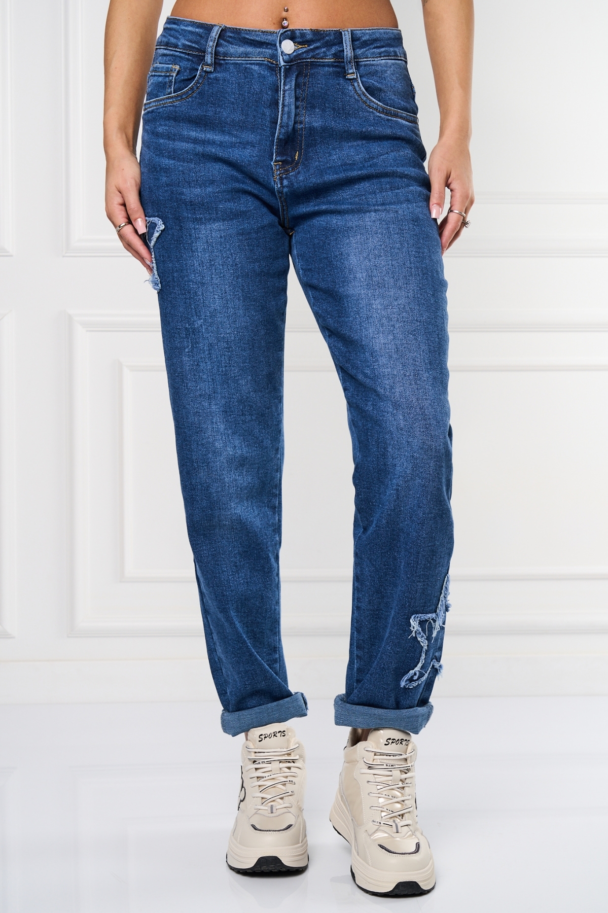 Дънки за Mom Fit Тъмносин Imelia