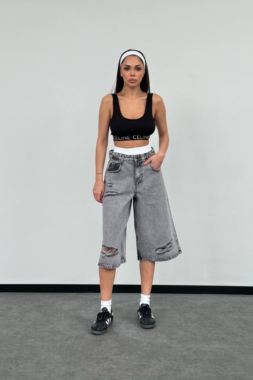 Дамски дънки Oversize Сив Arlette