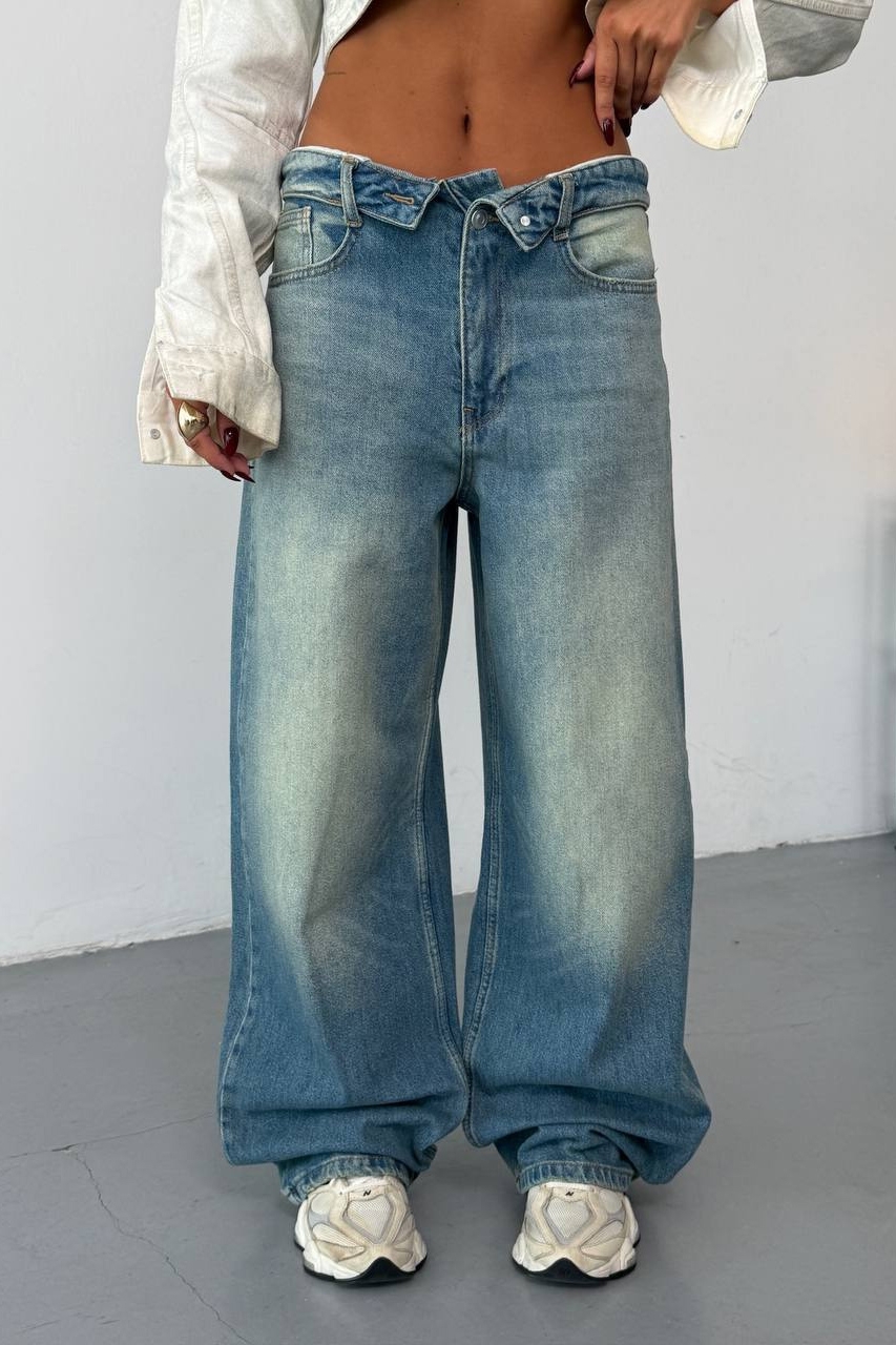 Дамски дънки Oversize Син Jenya