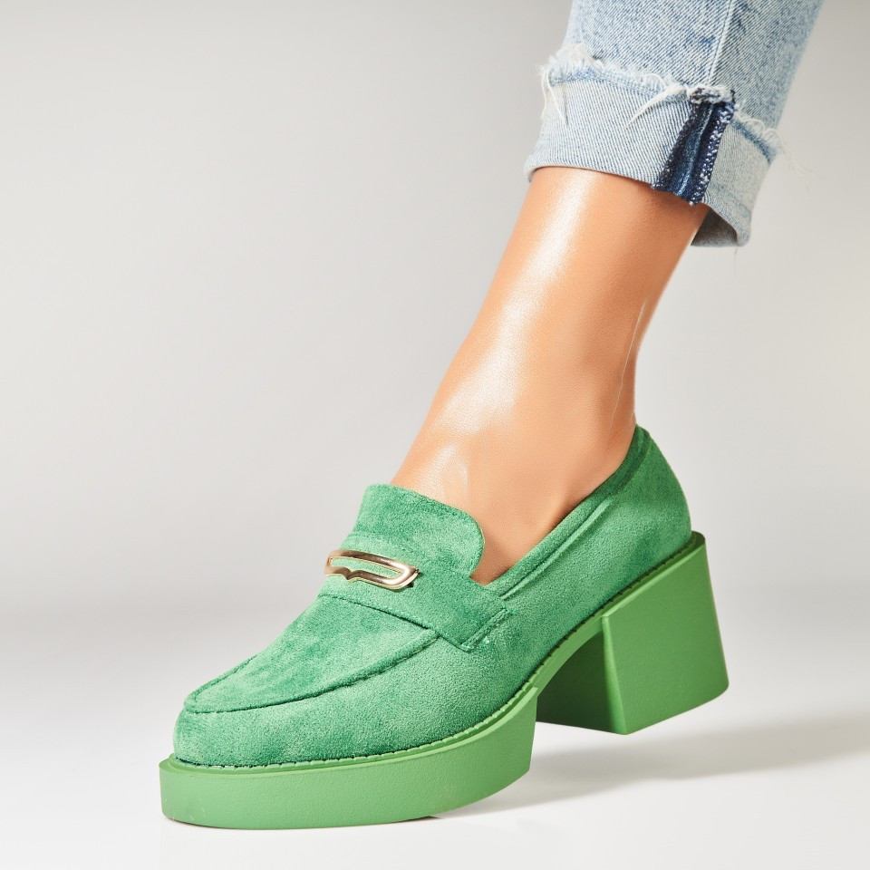 Дамски Ежедневни Обувки Обърната Екологична Кожа Зелен Sargun A7406