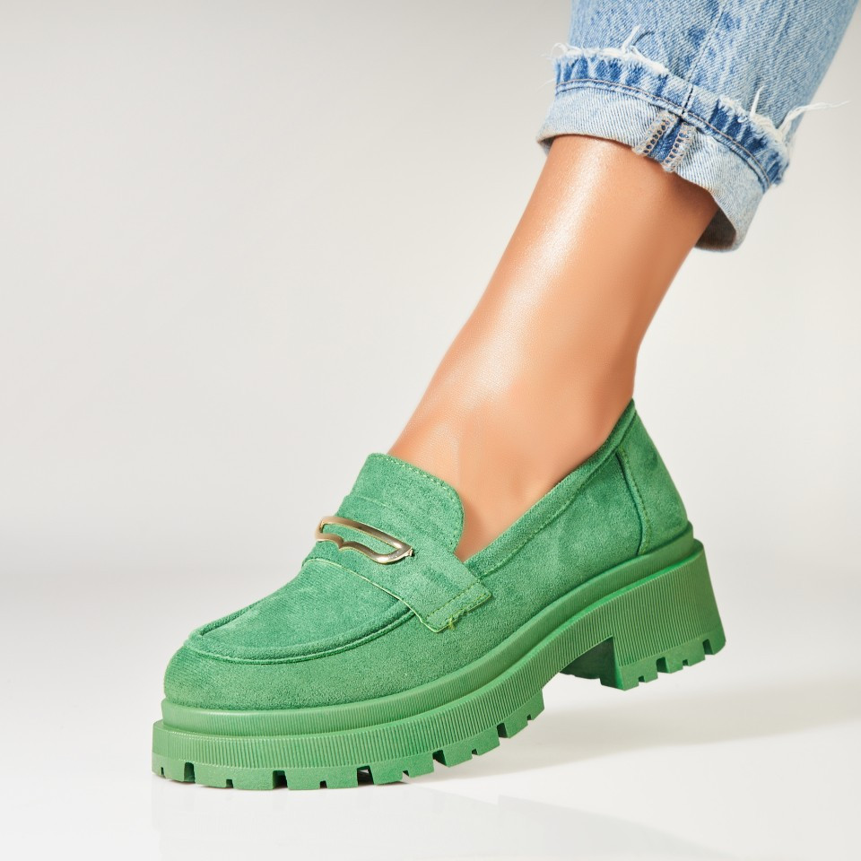 Дамски Ежедневни Обувки Обърната Екологична Кожа Зелен Yashwi A7327