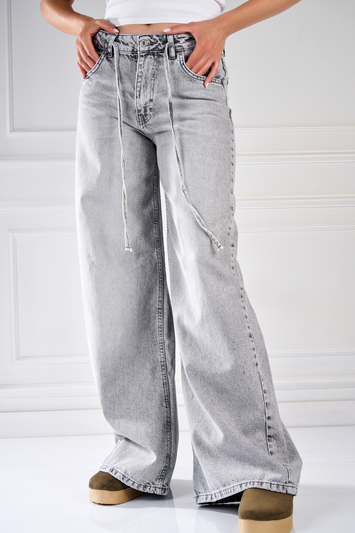 Дамски дънки Oversize Сив Lavika