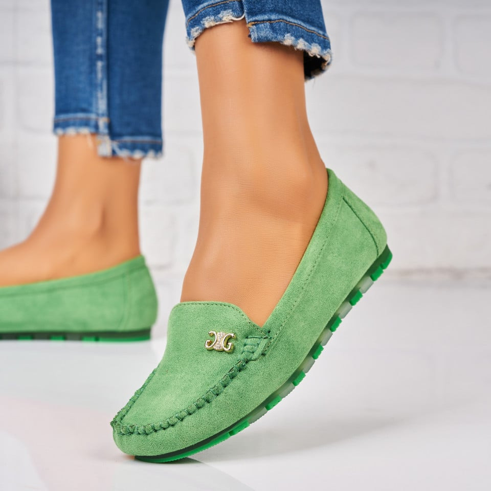 Дамски Ежедневни Обувки Обърната Екологична Кожа Зелен Greyley A3797