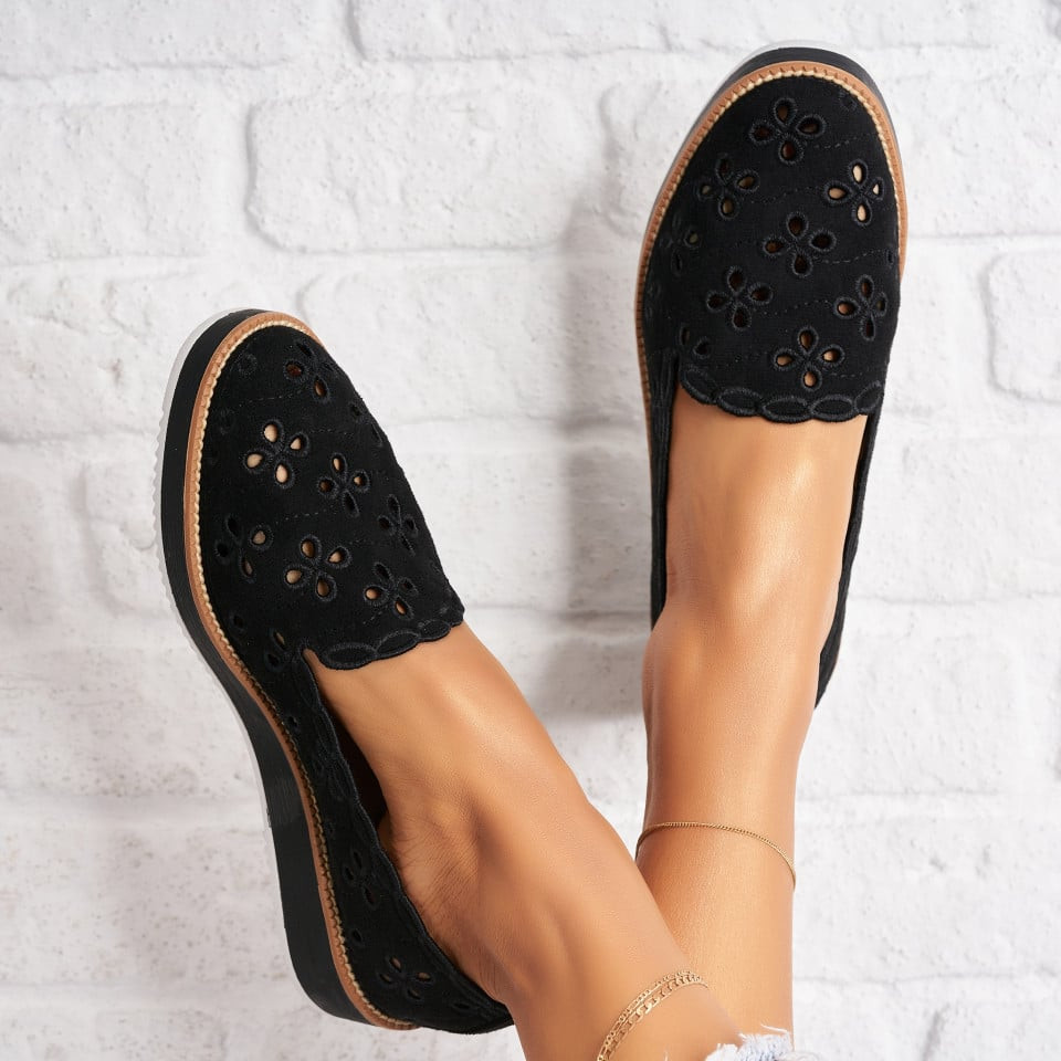 Дамски Ежедневни Обувки Обърната Екологична Кожа Черно Marceline A280