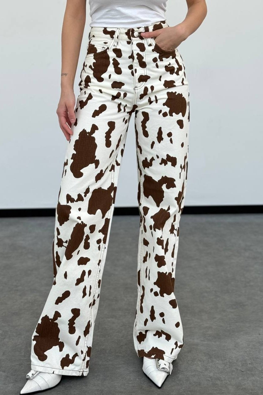 Дамски дънки с клош крачоли Животински печат (Animal Print) Samira2
