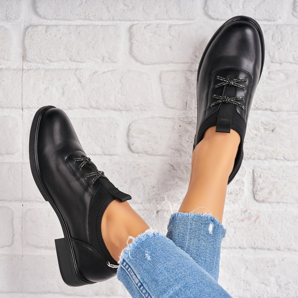 Дамски Ежедневни Обувки Екологична Кожа Черно Ekram A4780