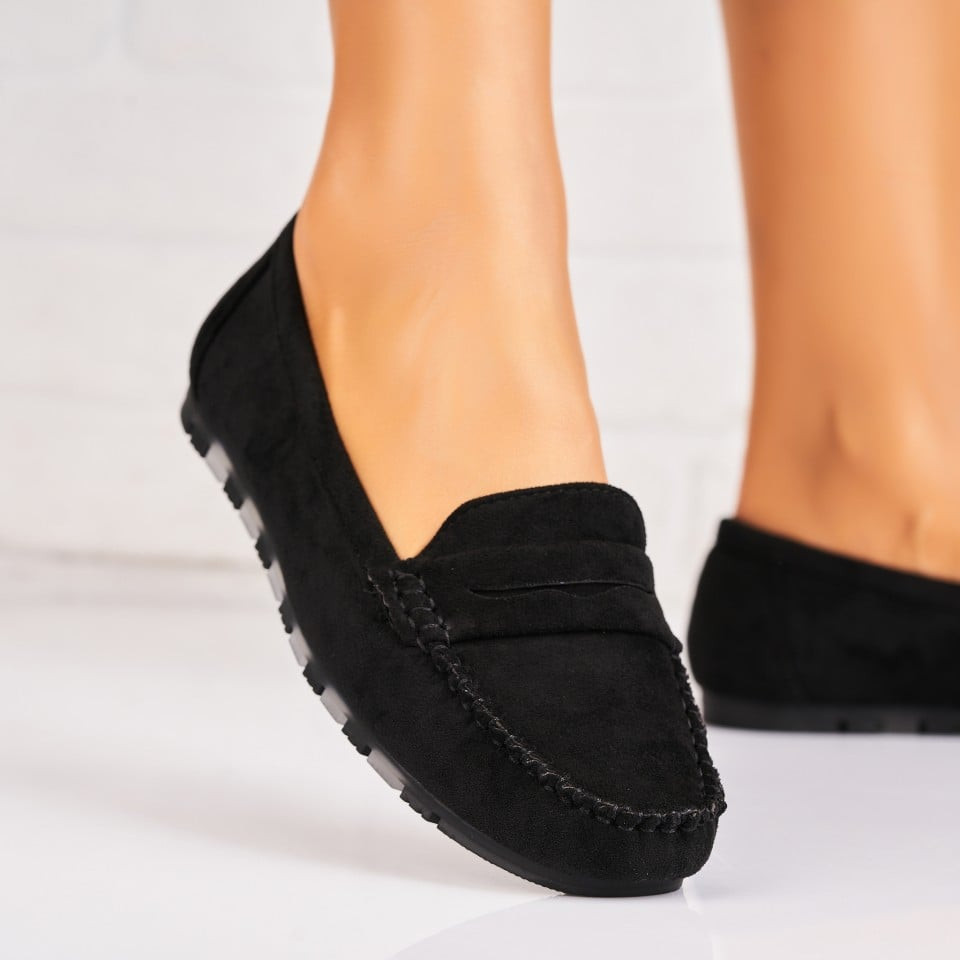 Дамски Ежедневни Обувки Обърната Екологична Кожа Черно Insiyah A5206