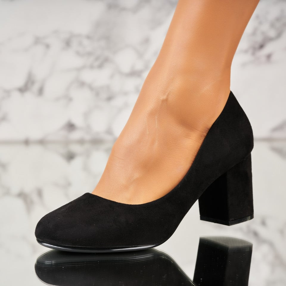 Дамски Обувки с Токчета Обърната Екологична Кожа Черно Ayda A3923