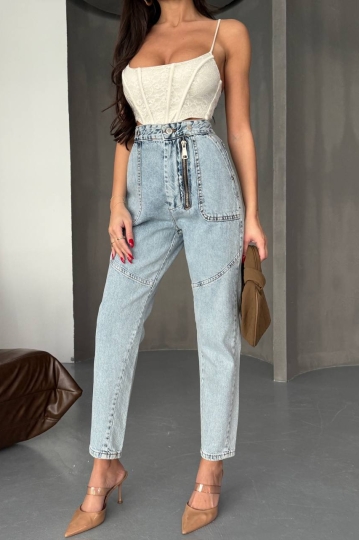 Дънки за Mom Fit Син Lorelei