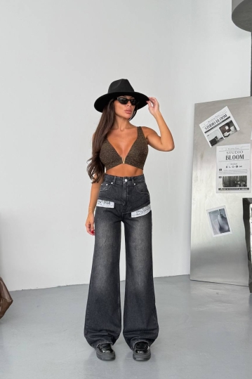 Дамски дънки Oversize Сив Xiomara