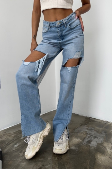 Дънки за Mom Fit Син Madeleine