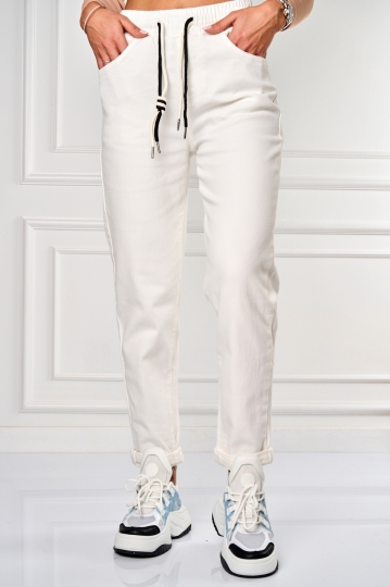 Дънки за Mom Fit Бял Kenlei