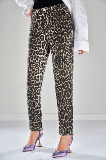 Дънки за Mom Fit Животински печат (Animal Print) Idina