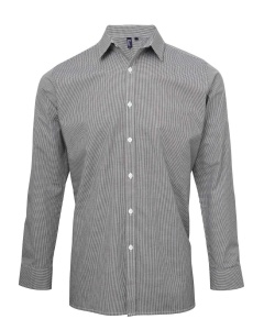 Camasa MEN'S LONG SLEEVE GINGHAM COTTON MICROCHECK SHIRT - Img 1