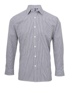 Camasa MEN'S LONG SLEEVE GINGHAM COTTON MICROCHECK SHIRT - Img 4