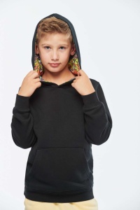 UNISEX KIDS CONTRAST PATTERNED HOODED SWEATSHIRT - Img 2