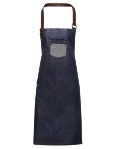 Sort 'DIVISION' WAXED LOOK DENIM BIB APRON WITH FAUX LEATHER - Img 3