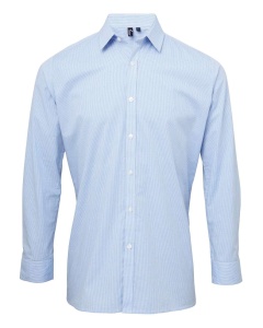 Camasa MEN'S LONG SLEEVE GINGHAM COTTON MICROCHECK SHIRT