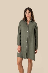Rochie tip cămașă damă din in - LADIES' LINEN DRESS SHIRT - Img 2