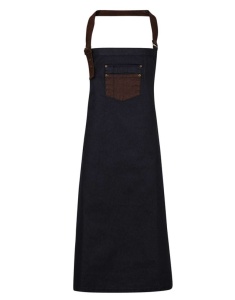 Sort 'DIVISION' WAXED LOOK DENIM BIB APRON WITH FAUX LEATHER - Img 5