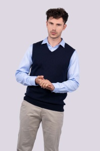 Vesta MEN’S V-NECK SLEEVELESS PULLOVER FINE GAUGE COTTON - Img 3