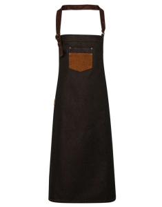 Sort 'DIVISION' WAXED LOOK DENIM BIB APRON WITH FAUX LEATHER - Img 4