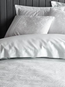Set de husă de pilotă dublă din satin jacquard cu model frunze, albastru glaciar