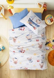 Set de lenjerie de pat pentru bebeluși Seaman Blue