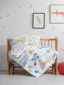 Set de husă de pilotă pentru bebeluși cu broderie Cotton Box Punch Miniyo Albastru