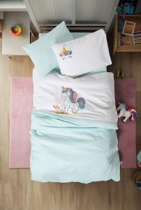 Set de lenjerie de pat pentru bebeluși cu broderie Punch, Dolly Mint