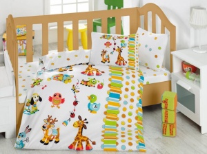Set de lenjerie de pat pentru bebeluși din bumbac cutie, loc de joacă