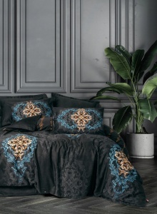 Set de husă de pilotă dublă Palace Satin Dorhan Negru - Img 2