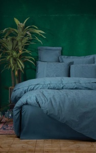 Set de husă de pilotă dublă din satin jacquard Sante, culoare petrol