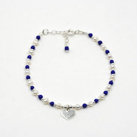 Brățară de argint cu lapis lazuli și perle Stellata