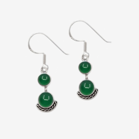 Cercei de argint cu onix verde Kalida