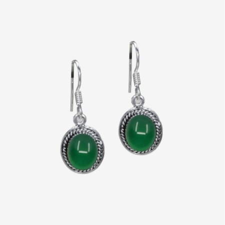 Cercei de argint cu onix verde Vala