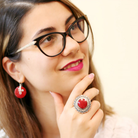 Inel argint cu coral