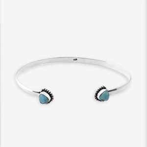 Brățara de argint ajustabilă cu larimar Ando