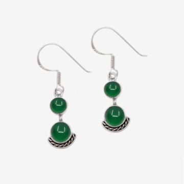 Cercei de argint cu onix verde Kalida