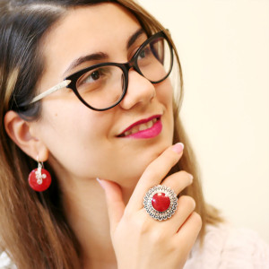 Inel argint cu coral