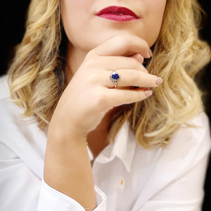 Inel de argint cu safir