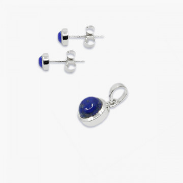 Set de argint cercei și pandantiv cu lapis lazuli