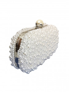 Clutch elegant cu perle albe - Img 2