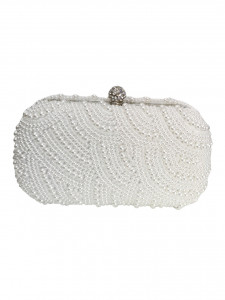 Clutch elegant cu perle albe - Img 1