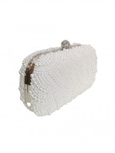 Clutch elegant cu perle albe - Img 2