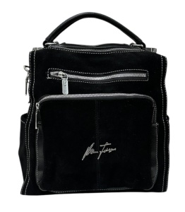 Material:piele ecologica si piele intoarsa naturala  Functie:rucsac-geanta  Dimensiuni:30x29x12          Culoare: negru                    Compartimente: 1 principal ,8 buzunare   Rucsac Velina V.Fabbiano