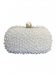 Clutch elegant cu perle albe - Img 1