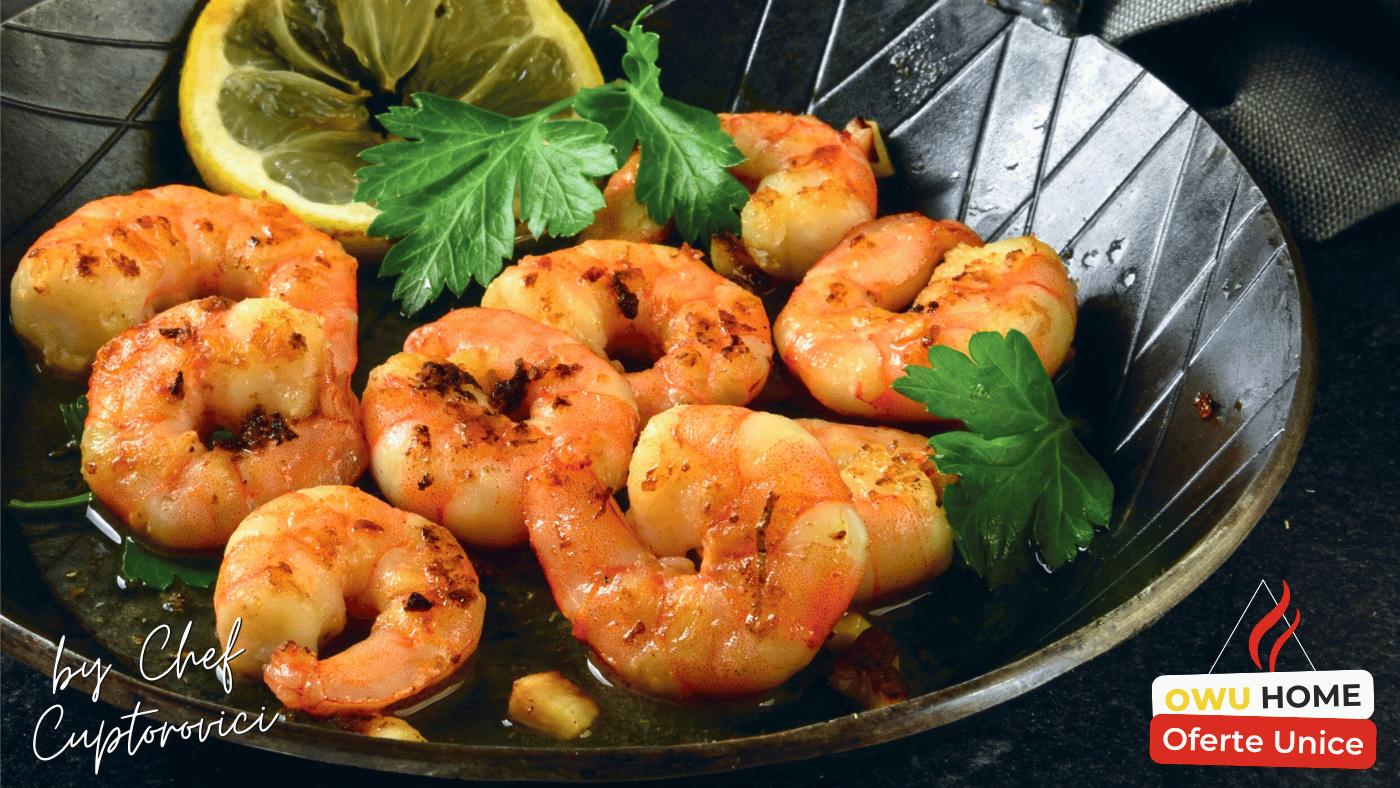 Cum gătești creveți prăjiți cu usturoi și miere în wok tradițional din fontă – Reteta by Chef Cuptorovici @ OWU Home